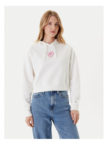 Tommy Jeans Суитшърт Heart DW0DW21408 Бял Relaxed Fit