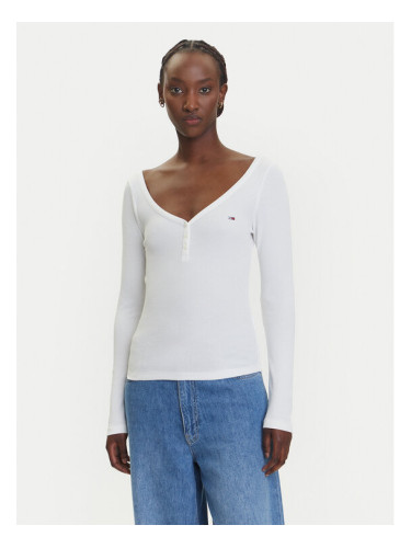 Tommy Jeans Блуза Henley DW0DW20903 Бял Slim Fit