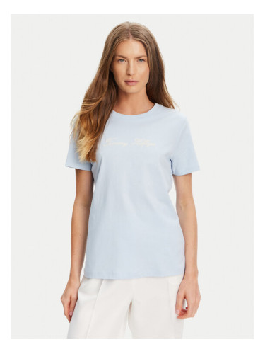 Tommy Hilfiger Тишърт Script WW0WW45746 Светлосиньо Regular Fit