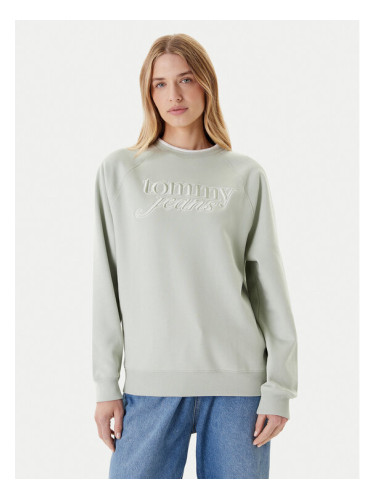 Tommy Jeans Суитшърт Script DW0DW21196 Зелен Regular Fit