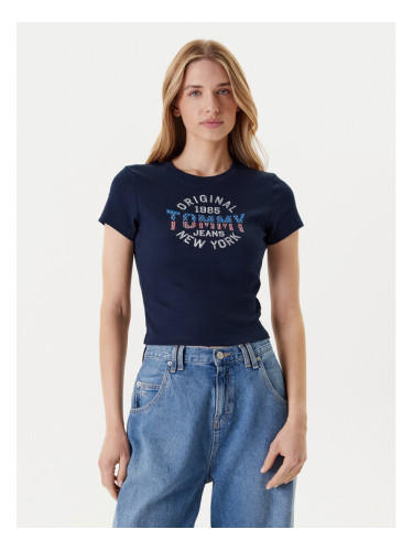 Tommy Jeans Тишърт DW0DW21421 Тъмносин Slim Fit