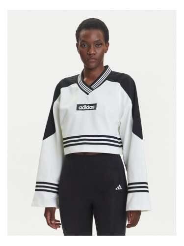 adidas Суитшърт Blocking JX7597 Бял Loose Fit