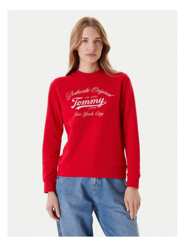 Tommy Jeans Суитшърт Essential DW0DW20942 Червен Regular Fit