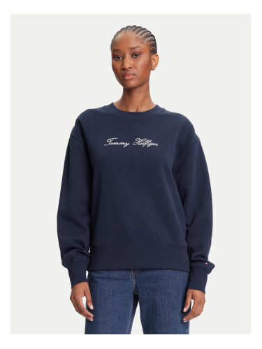 Tommy Hilfiger Суитшърт Script WW0WW47159 Тъмносин Regular Fit