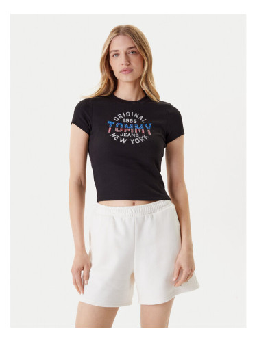 Tommy Jeans Тишърт DW0DW21421 Черен Slim Fit
