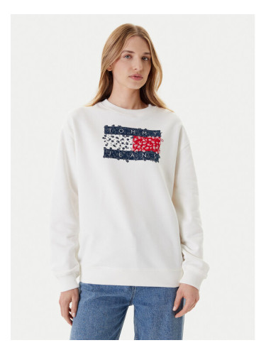 Tommy Jeans Суитшърт Floral Flag DW0DW20933 Бял Relaxed Fit