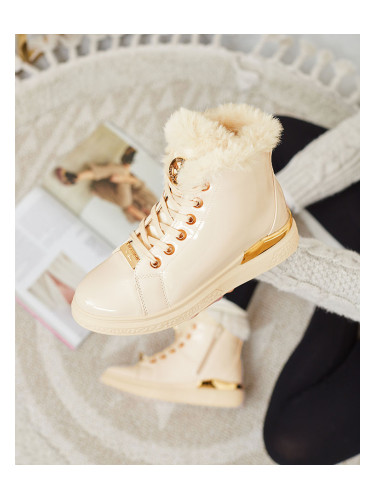 Resti Beige lacquered women's insulated Sylnina boots