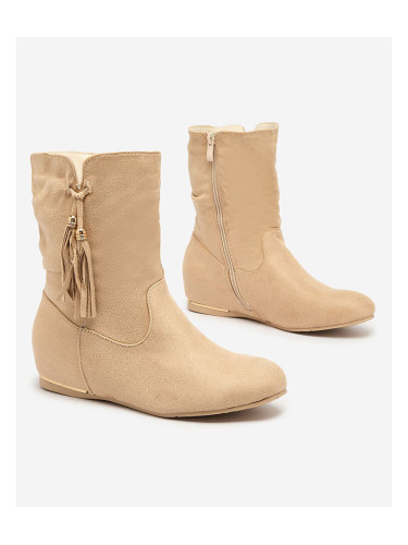 Resti Beige eco-suede boots with a hidden anchor Lovely