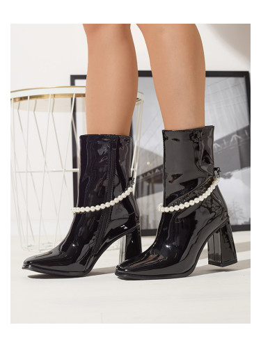 Resti Black lacquered women's high stiletto boots Rassla- Footwear
