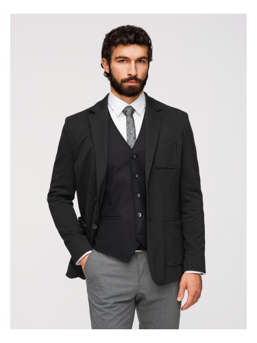 Ombre Men's SLIM knit jacket with subtle texture - black