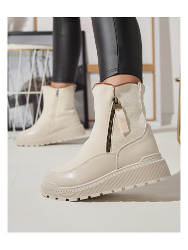Resti Cream women's flat-heeled boots Mefina- Footwear