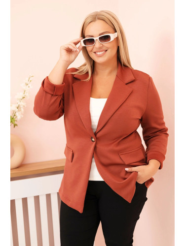 Kesi Włoski Plus Size women's viscose blazer with long sleeves and collar orange