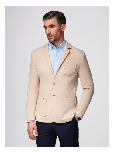 Ombre Men's SLIM knit jacket with subtle texture - beige