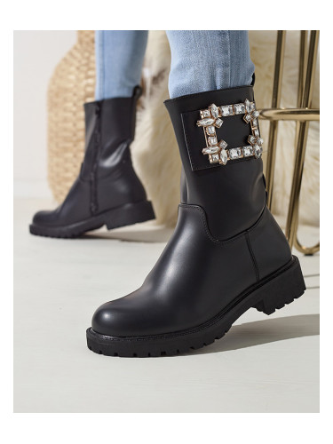 Resti Women's black eco-leather boots with embellishment Xetika - Footwear