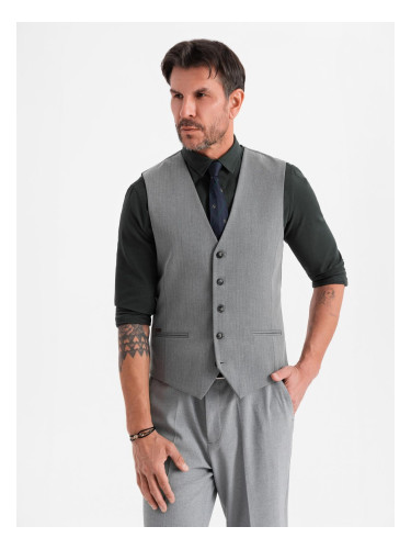 Ombre Elegant men's SLIM FIT herringbone vest - grey