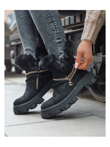 Resti Black women's eco-suede boots with chain Videric - Footwear