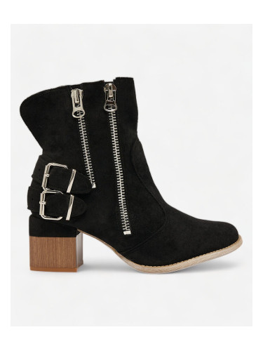 Resti Decorated heeled boots in black Zerta