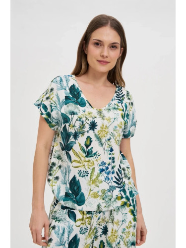 Marisse White Floral Pattern Shirt