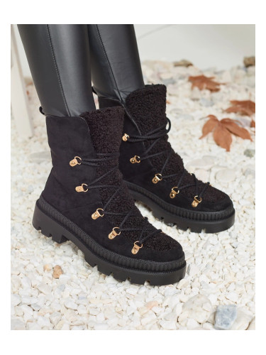 Resti Black women's insulated trapper boots with sheepskin Lery Walk