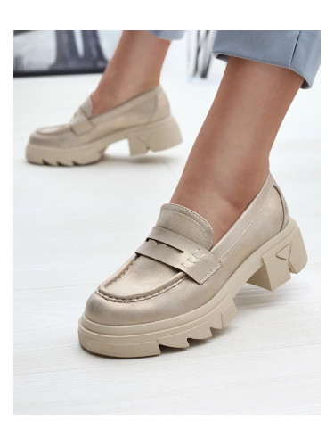 Resti Gold women's eco leather moccasins Sepop- Footwear