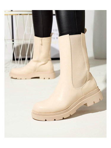 Resti Beige women's high boots with flat heel Vedesa
