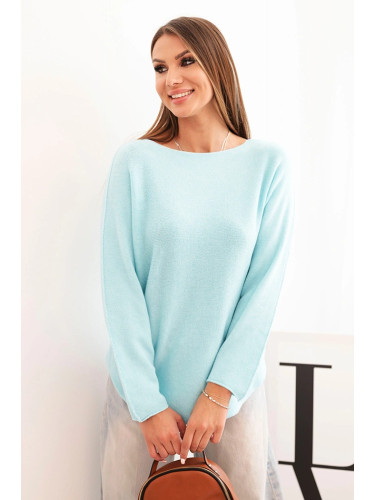 Kesi Włoski Women's sweater made of viscose with long sleeves and a round neckline mint