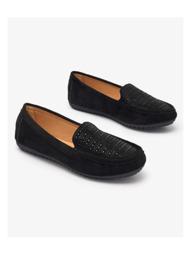 Resti Black women's moccasins with zircons Bretika - Footwear