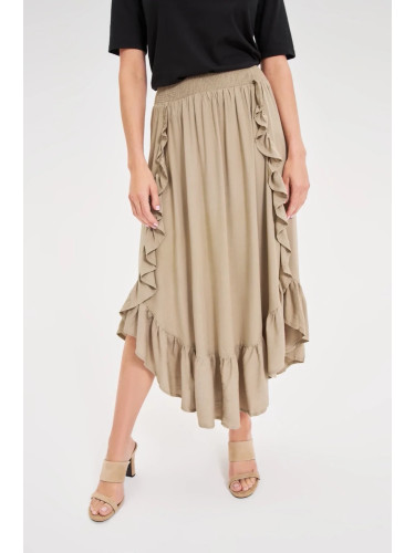 Marisse Olive Ruffle Skirt