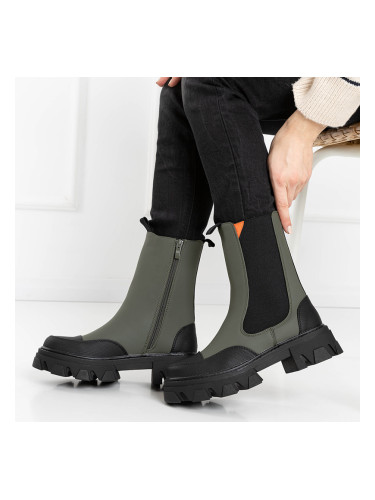 Resti Dark green women's boots on a solid sole Rosidi - Footwear