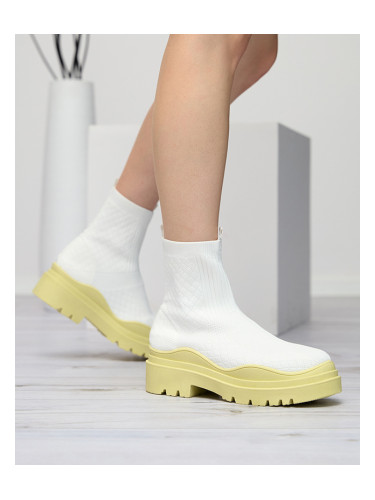 Resti White and yellow women's flat-heeled boots Seritis - Footwear