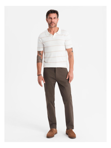 Ombre Men's REGULAR FIT chino pants with fine texture - brown
