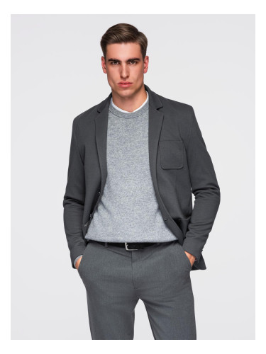 Ombre Men's SLIM knit jacket with subtle texture - graphite