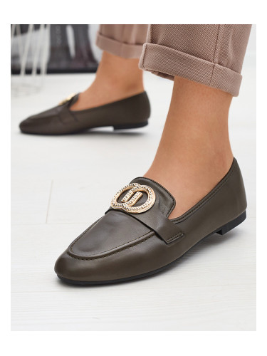 Resti Dark green women's moccasins with gold embellishment Uletta - Footwear