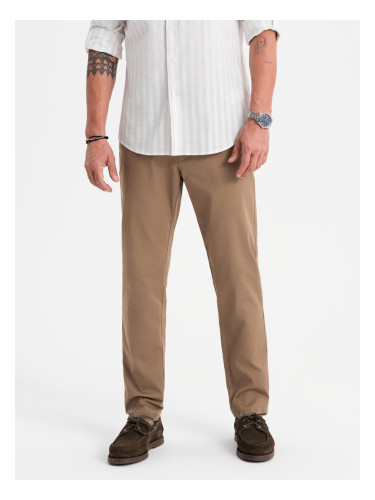 Ombre Men's REGULAR FIT chino pants with fine texture - dark beige