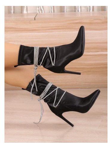 Resti Women's stiletto ankle boots with rhinestone straps Glamese