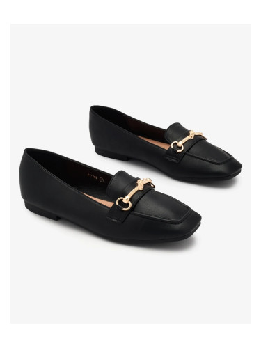Resti Black women's moccasins with gold embellishment Olerika