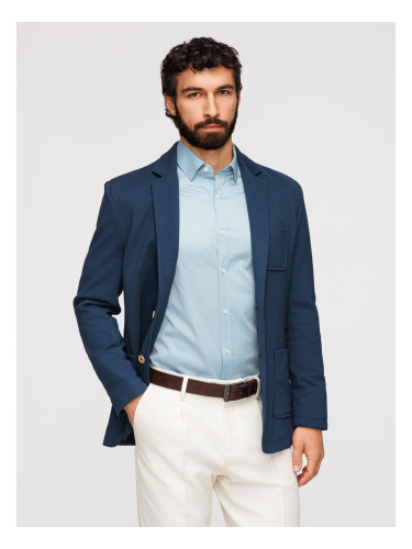 Ombre Men's SLIM knit jacket with subtle texture - dark blue