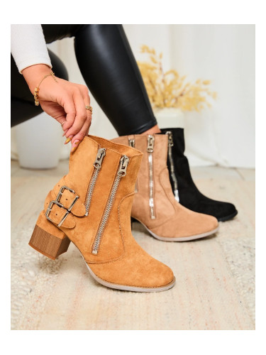 Resti Decorated heeled boots in camel Zerta