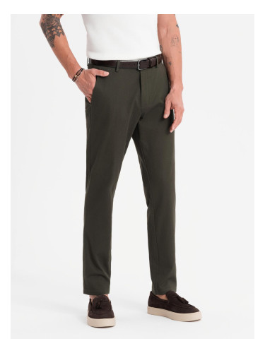 Ombre Men's REGULAR FIT chino pants with fine texture - dark green