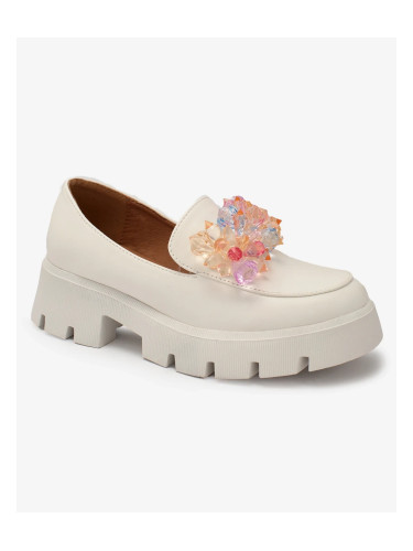 Resti White women's moccasins with colorful crystals Crystal Glam