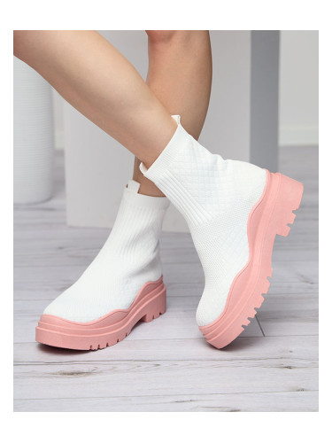 Resti White and pink women's flat-heeled boots Seritis - Footwear
