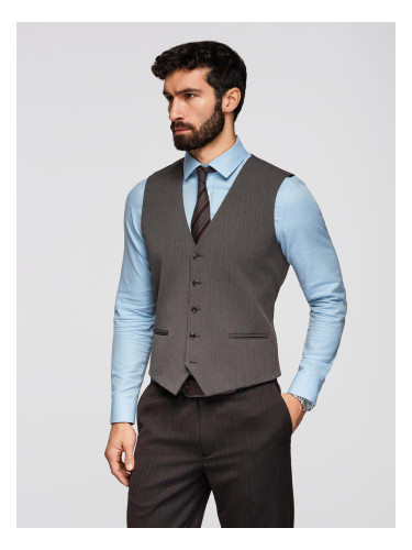 Ombre Men's elegant SLIM FIT herringbone vest - graphite