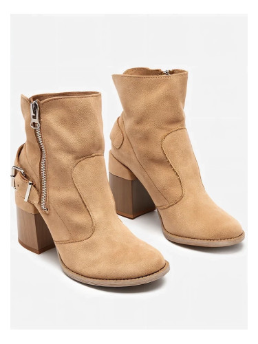 Resti Light brown eco suede women's boots on the post Emrica - Footwear