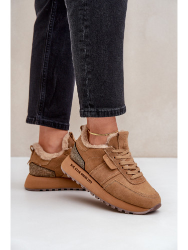 BIG STAR SHOES Дамски Кецове С Козина И Блестящ Елемент Big Star