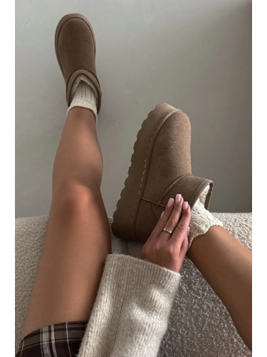 Boto Дамски Снежни Боти На Платформа Топли С Козина Хаки Весирае