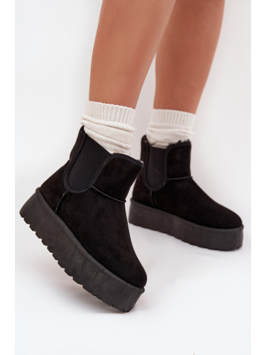 Boto Дамски Снежни Обувки С Еластична Вмъкване Черни Киора