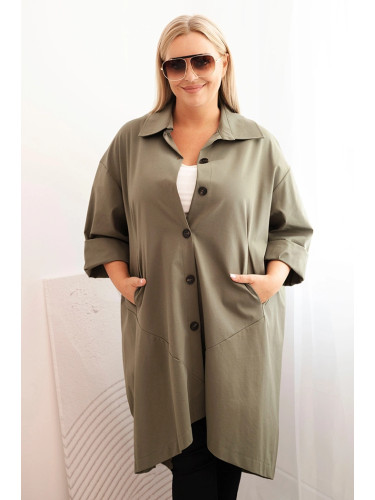 Kesi Włoski Plus Size women's Punto cardigan with cotton and buttons khaki