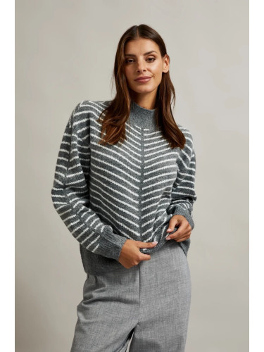 Marisse Women's Sweater Z-Sw-4526 Grey Mel_Off White