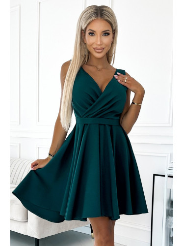 Официална рокля без ръкав в тъмнозелен цвят 478-3