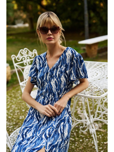 Marisse Blue Short-Sleeved Midi Dress